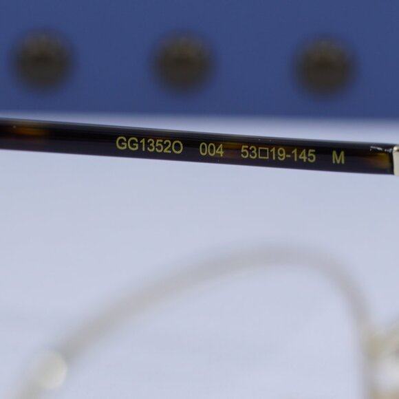 Gucci GG1352O 004 Rectangle Eyeglasses - Gold/Dark Havana 53mm - Picture 9 of 12